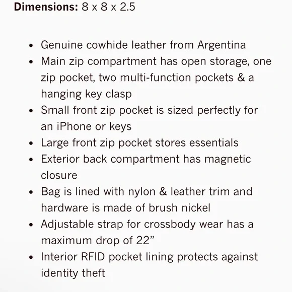Osgoode Marley olive leather crossbody bag w tons of storage